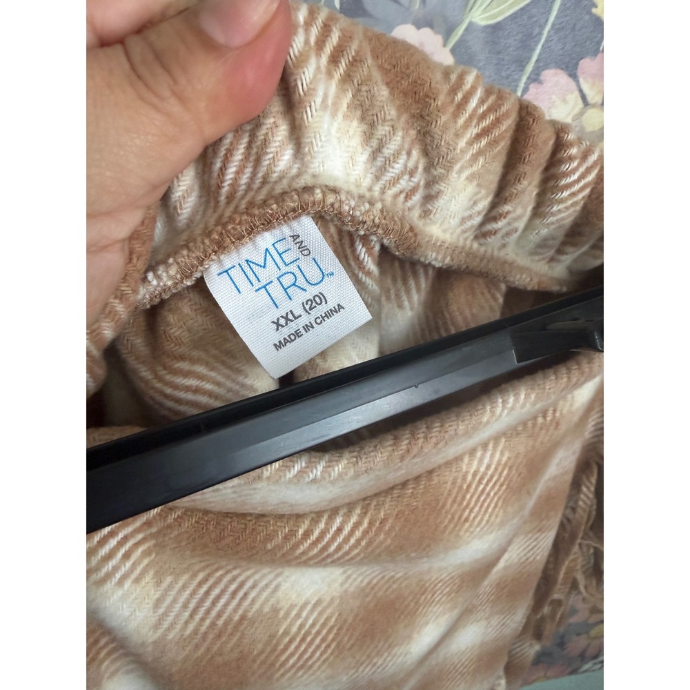 Time and Tru Plaid Fringe‎ Asymmetrical Midi Skirt Women's XXL 20 Tan White - Picture 5 of 10